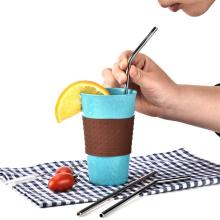 Reusable Stainless Steel Drinking Straw Juice 1 Brush 1 Bends 1 Straight Tubes Stainless Steel Metal Drinking Straws Brush
