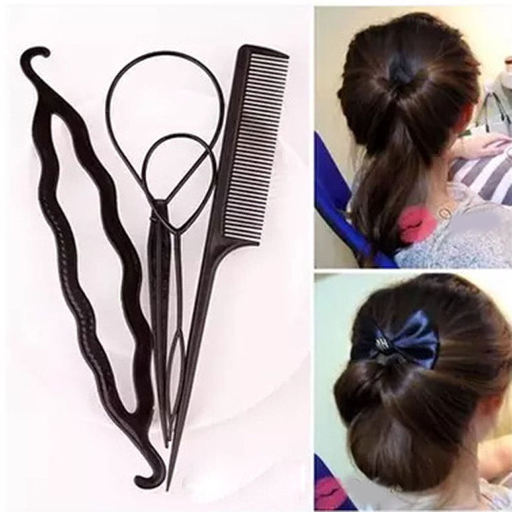 Hair Tool 4pcs Ponytail Creator Plastic Loop Styling Tools Pony Tail Clip Hair Braid Maker Styling Tool Fashion Salon X4 0.5 20