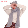 Joycosin 2019 Winter Women Novelty Caps Warm Cute Bear Ear Hat Casual Plush Hat Scarf Gloves Set Casual Solid Fleece Women Caps