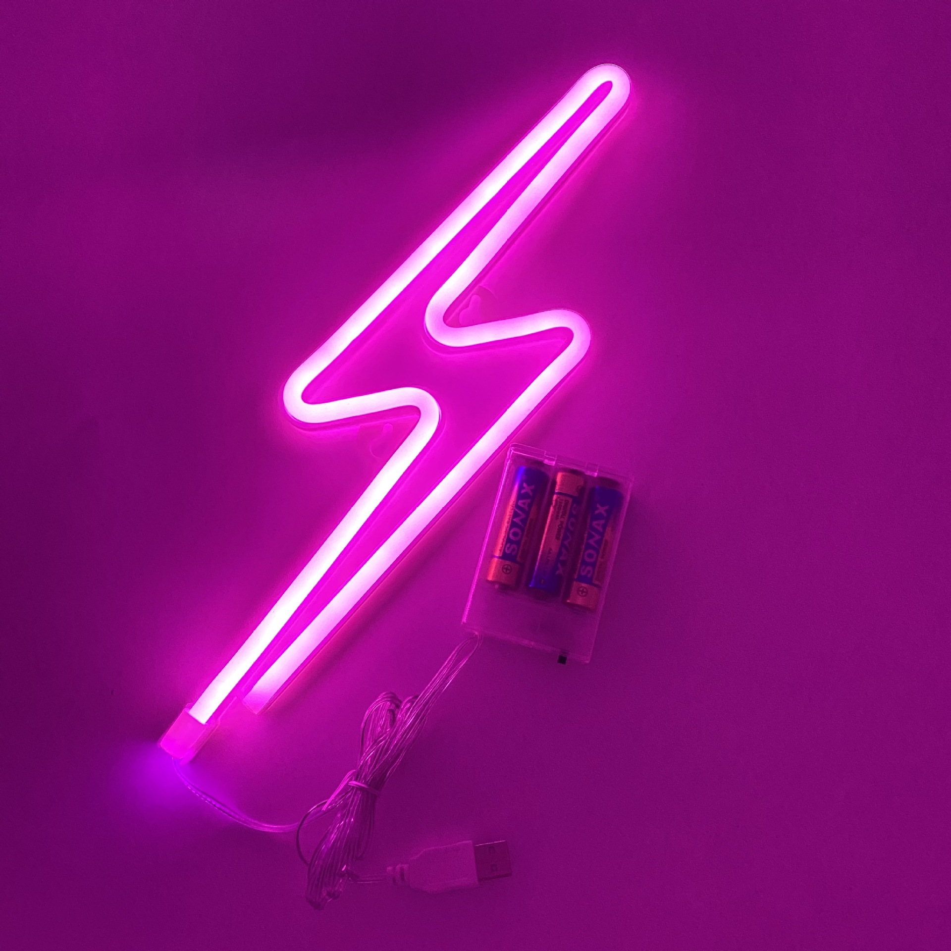 New LED Neon Sign Lightning Shaped USB Battery Operated Night Light Wall Decorative Lamp For Home Party Living Room Xmas Gift