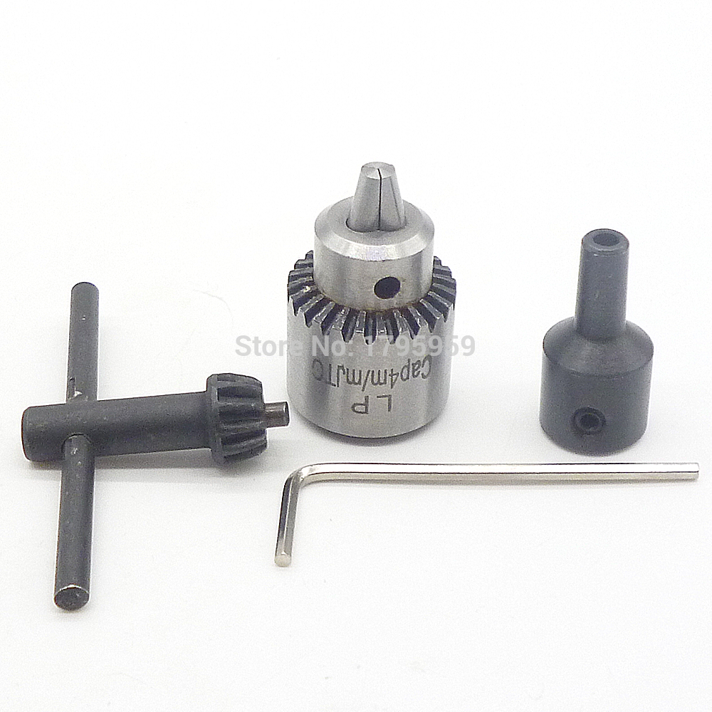 Drill Chuck Clamping Range 0.3mm to 4mm with Miniature Motor Drill Bit Chuck 45# Steel 5mm Clamp Connection Shaft and Wrench