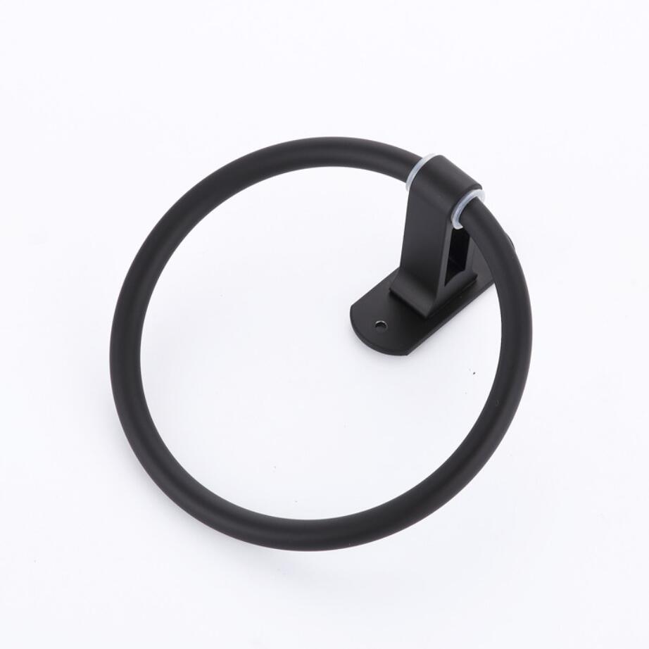 2018 Modern Design Black Towel Rings Towel Holder Round Wall-Mounted Towel Rack Bathroom Accessories Hardware