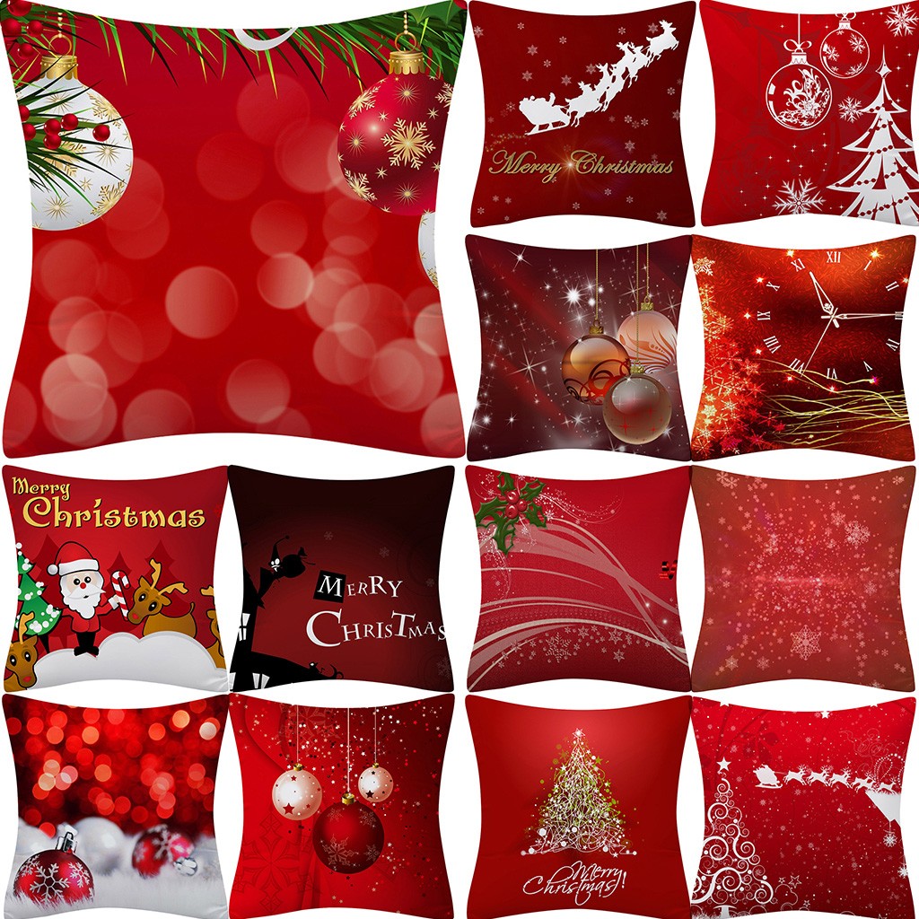 Christmas Cushion Cover 45*45 Pillowcase Cushions Pillow Cases Cotton Linen Pillow Covers Home Decor 2020 Navidad Xmas 2021