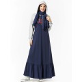 Hooded Tracksuit Long Dress Women Muslim Dubai Turkey Letter Jogging A-line Maxi Dress Sport Wear Side Pockets Islamic Clothing