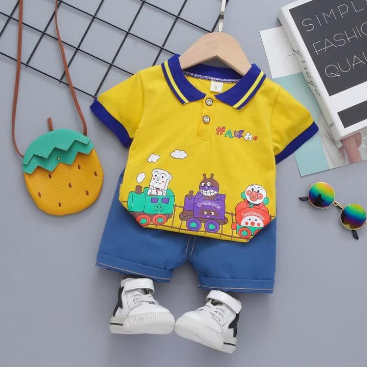 BibiCola Baby Clothes Summer Boys Clothing Sets Fashion Tie T-shirts +stripe Short 2pcs Suit Children Clothes For Bebe Boys