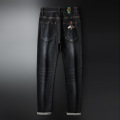 Autumn Winter Cotton Men's Jeans Slim Elastic Cute Bee Brands Business Trousers Classic Style Jeans Denim Pants Male Pants