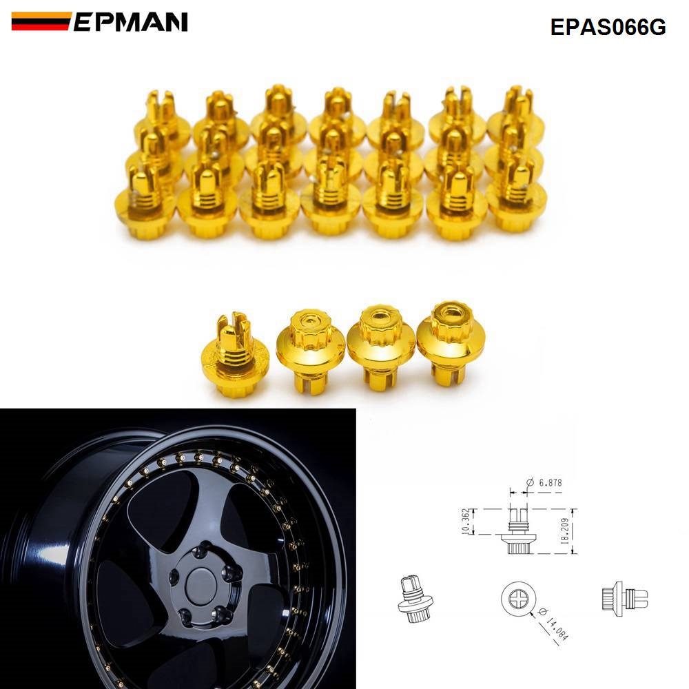 EPMAN -25pcs/lot Plastic Rim Lip Replacement Spike Wheel Rivets / Nuts For Wheel Cap Lip EPAS056G-AF EPAS066G-AF