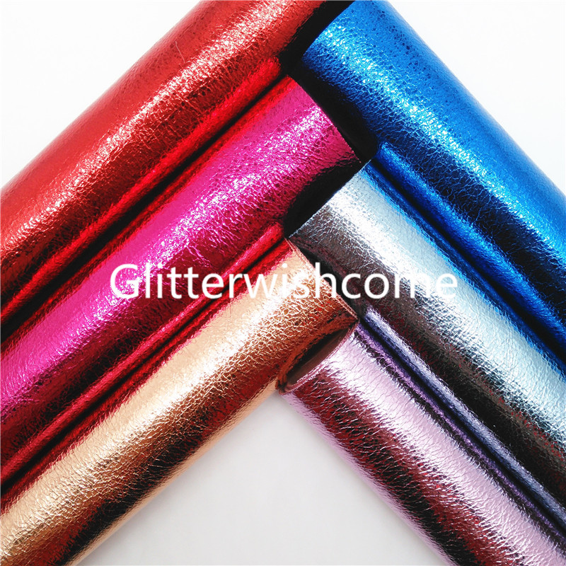 Glitterwishcome 21X29CM A4 Size Metallic Synthetic Leather Faux Fabric Sheets for Bows, GM943A