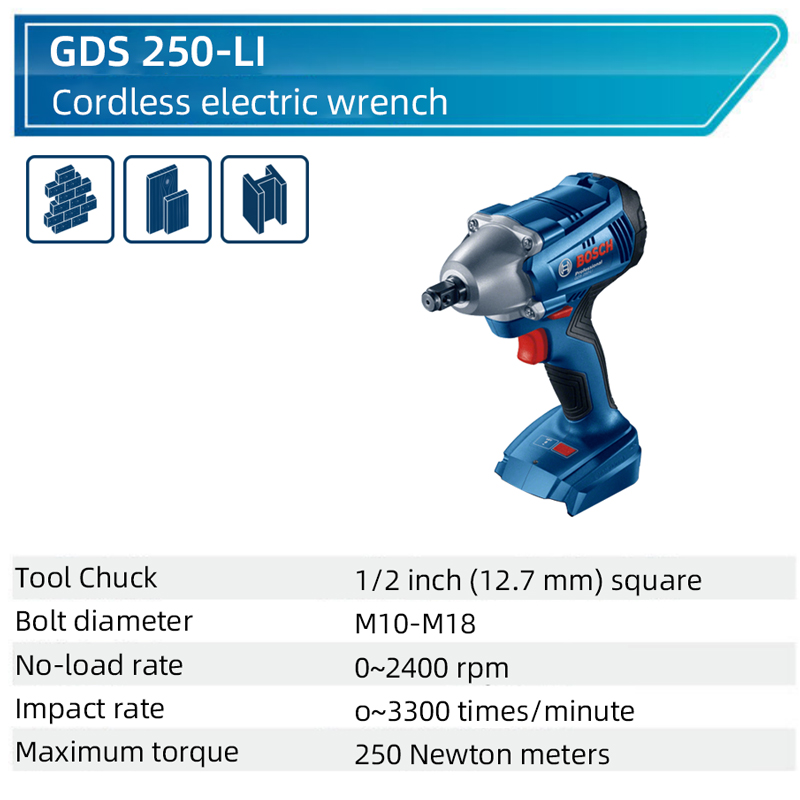 Bosch GDS 18V-EC 300 ABR Cordless Electric Wrench Driver Impact Screwdriver Brushless 18V Bosch (Bare Metal Version 300 Nm)