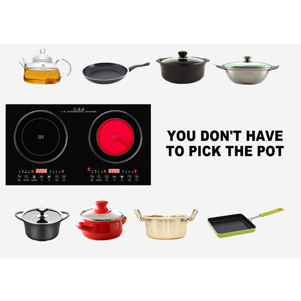 Household Ceramic Stove + Induction Cooker Double Cooktop Kitchen Embedded Electric Ceramic Stove Smart Electric Cooking Stove