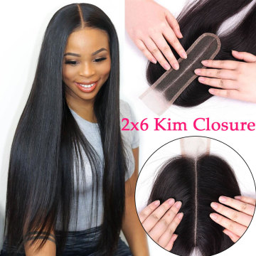 Kim K 2x6 Lace Closure Brazilian Body Wave Closure Middle Part Straight Lace Closure Remy Human Hair Closure For Black Women