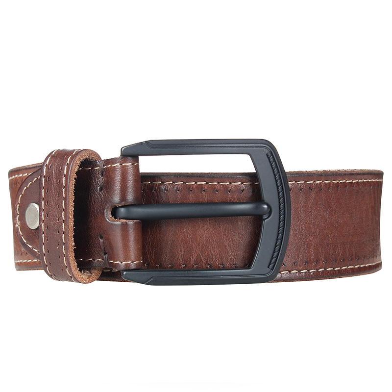 MEDYLA brand mens belt high quality natural genuine leather belts for men hard metal matte black pin buckle real leather belt