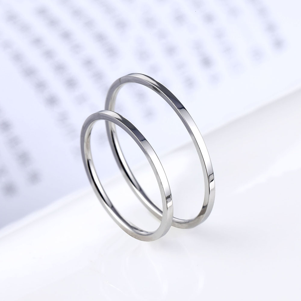 1 mm Delicate Thin Style Titanium Steel anti allergy Silver color Couple Rings Simple Fashion Rose Gold women engagement Ring