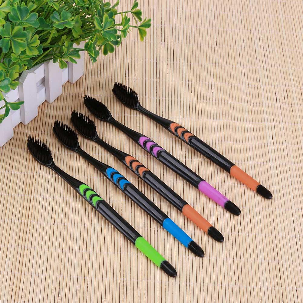 5/10PCS Adults Soft Bamboo Charcoal Toothbrush Dental Tongue Cleaner Ultra Toothbrushes Healthy Teeth Cleaning Tooth Brush Set