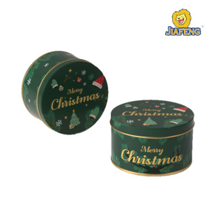 Elegant Christmas Round Tin Can Storage Box