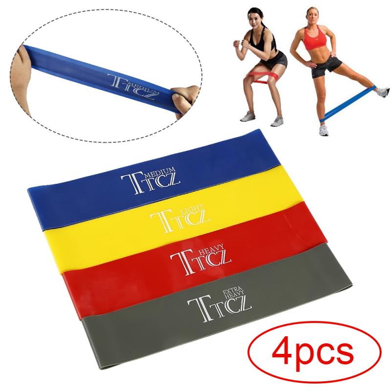 4Pcs/Set Yoga Resistance Rubber Bands Indoor Outdoor Fitness Equipment 0.45mm-0.9mm Pilates Sport Training Workout Elastic Bands