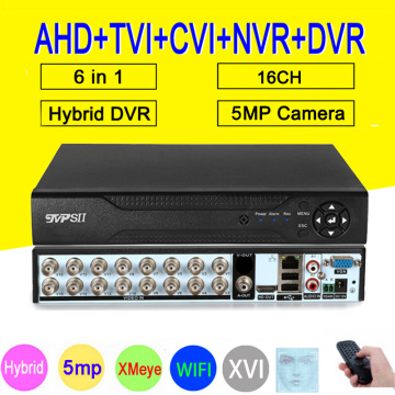 Face Detection XMeye Hi3531D H265+ 5MP 16CH 16 Channel 6 in 1 Hybrid WIFI TVi CVI NVR AHD CCTV DVR Surveillance Video Recoder
