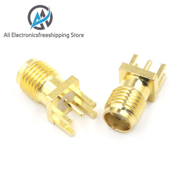 10pcs 1.6mm SMA Female Jack Solder Nut Edge PCB Clip Straight Mount Gold Plated RF Connector Receptacle Solder