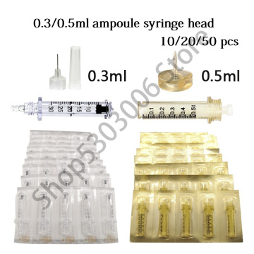 0.3ml & 0.5ml 10/20/50pcs Syringe Ampoule Head set for Anti Wrinkle Hyaluronic Acid Pen High Pressure Gun to lip dermal filler