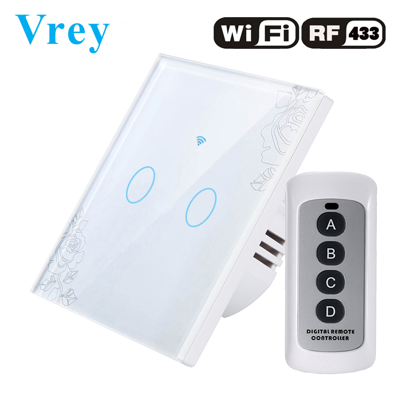 Vrey Samrt WiFi Touch Switch Wall Switch with Remote Controller unit for with Alexa&Google Home Voice Control