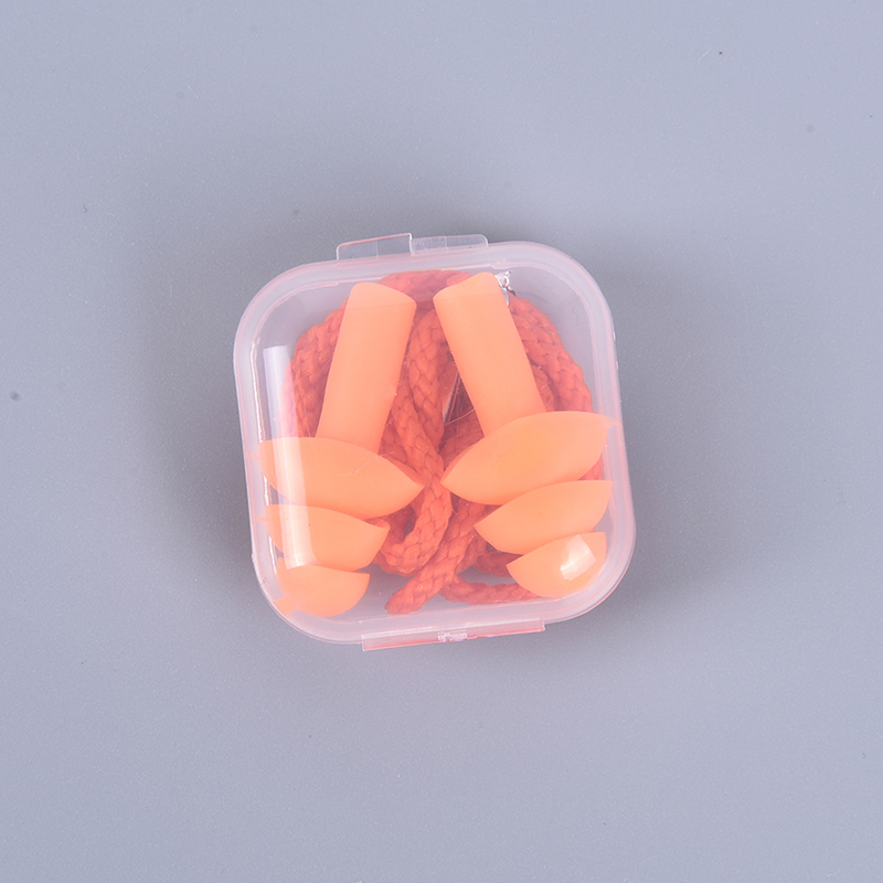 4pcs Box-packed Comfort Earplugs Noise Reduction Silicone Soft Ear Plugs PVC With Rope Earplugs Protective For Swimming Sleep