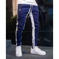 Fashionable men's jogging pants zipper pocket casual pants fitness men's sportswear stitching bottoms tight sports pants trouser