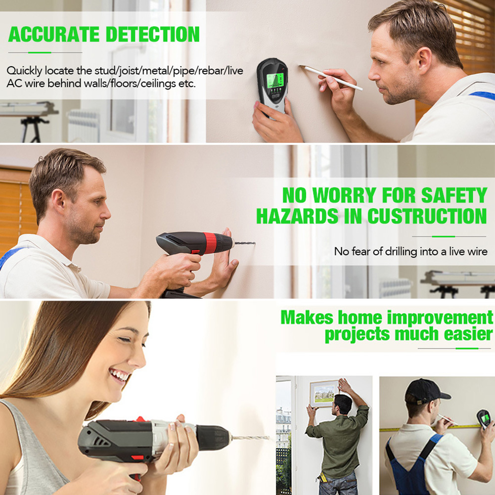 4 In 1 For Wood Accurate Center Joist Detection AC Wire Stud Finder Electronic LCD Display Backlit Sensor Portable Wall Scanner
