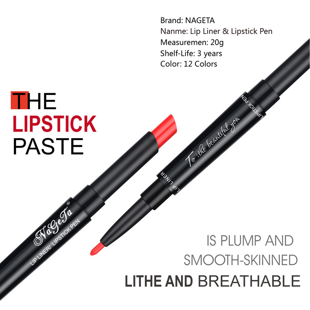 NEW 12 Color Matt Lip Stick Dual Lipstick Pen Moisturizing Lip Liner Lipstick Pen Maquiagem Professional Lipstick TSLM2