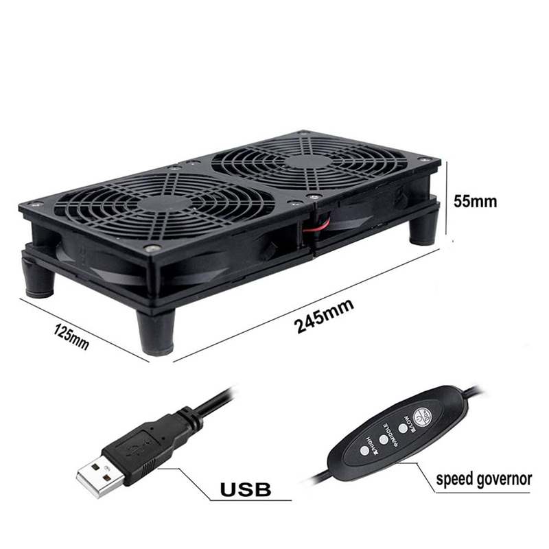 Dual Fan Ultra-Thin Cooling Fan USB Fan, Suitable for Cooling of Router TV Box Microcomputer and Other Electronic Devices