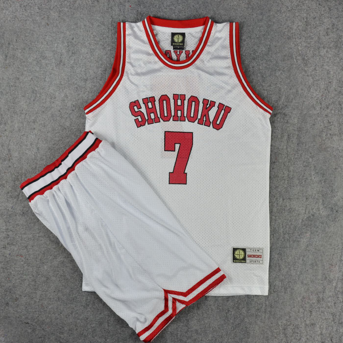 SLAM Cosplay Costume Shohoku Number 7 Ryouta Miyagi Sleeveless Basketball Jersey Sets Tops + Shorts Sports Wear Plus Size