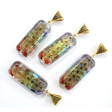 7 Chakra Orgone Energy Pendant Pendulum Amulet Reiki Healing Crystals Chips Tumbled Stones Mixed Orgonite Resin pendant