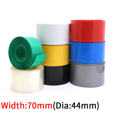 Width 70mm PVC Heat Shrink Tube Dia 44mm Lithium Battery Insulated Film Wrap Protection Case Pack Wire Cable Sleeve Colorful