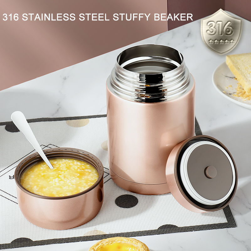 800&1000ml 316 Stew Pot Stew Beaker Stainless Steel Vacuum Flask Insulation Pot Smoldering Insulation Lunch Box Porridge Barrel