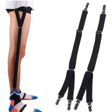 HUOBAO Mens Fashion Shirt Garters Y Shape Adjustable Elastic Shirt Holders Straps Sock Non-slip Clamps Leg Suspenders