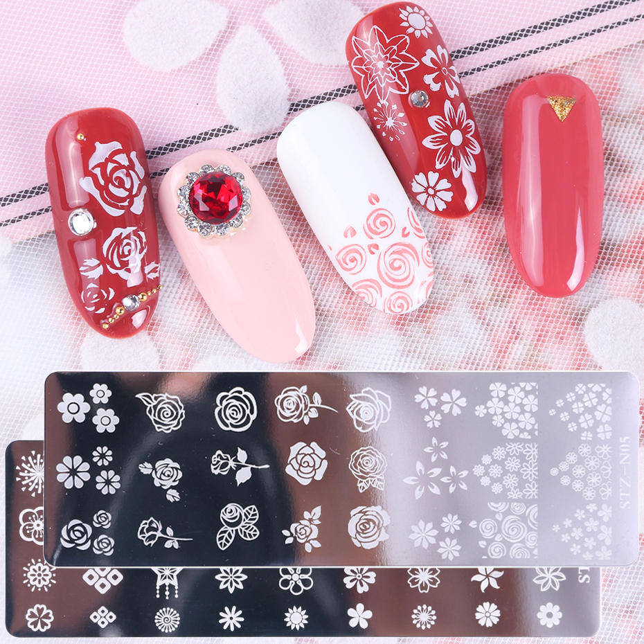 1pcs Nail Stamping Plates Flower Leaf Geometry Animals Image Stamp Templates Dreamcatch Manicure Print Stencil Tools LYSTZN01-12