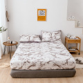 Marble Pattern Sheet Set Mattress Protective Case Fitted Sheet Cover Single Double Queen Size Bedclothes Pillowcase