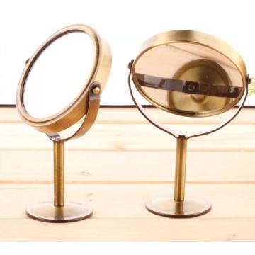 Retro Rotating Double Face Make-up Mirrors Dresser Metal Mirror Make-up Desktop Mirror Home Decorative Mirrors 1:2 Zoom Function