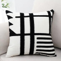 Home Decorative Black White Gray Cushion Cover Embroidered Burlap Square Embroidery Pillow Cover 45x45cm Zip Open