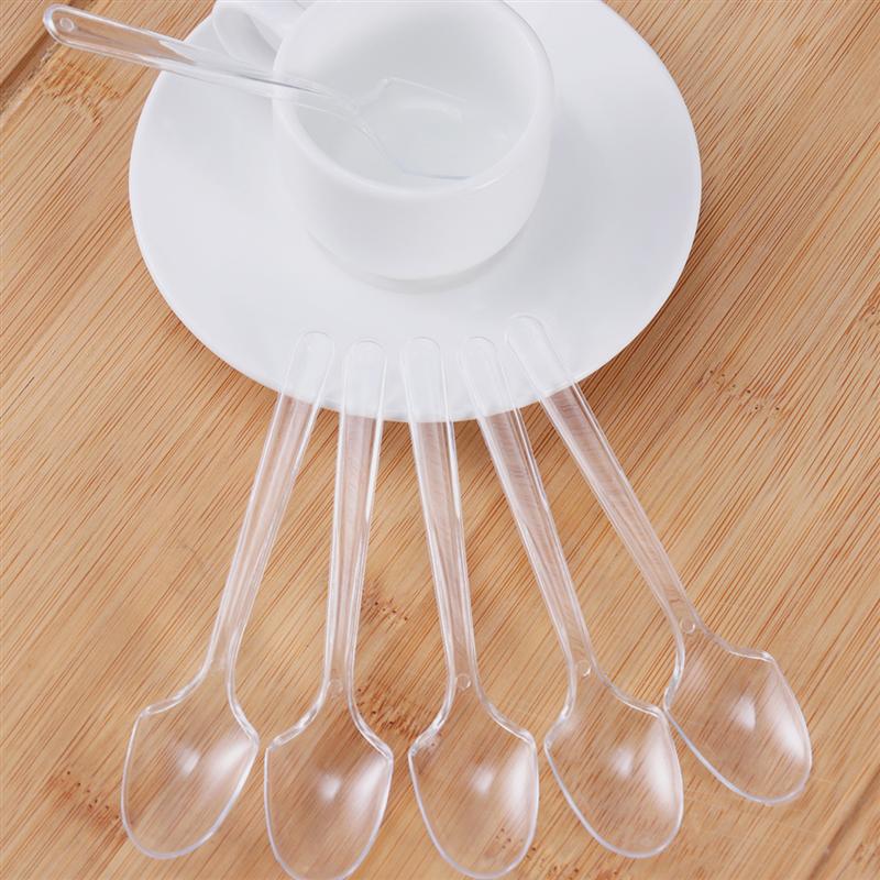 100PCS Mini Transparent Plastic Spoons Disposable Flatware Spoons For Jelly Ice Cream Dessert Appetizer Disposable Plastic Spoon