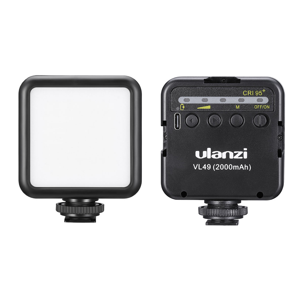 ulanzi VL49 Pocket LED Video Light Photography Fill Light 2500K-9000K Dimmable CRI95+ Built-in Battery with Cold Shoe Mounts