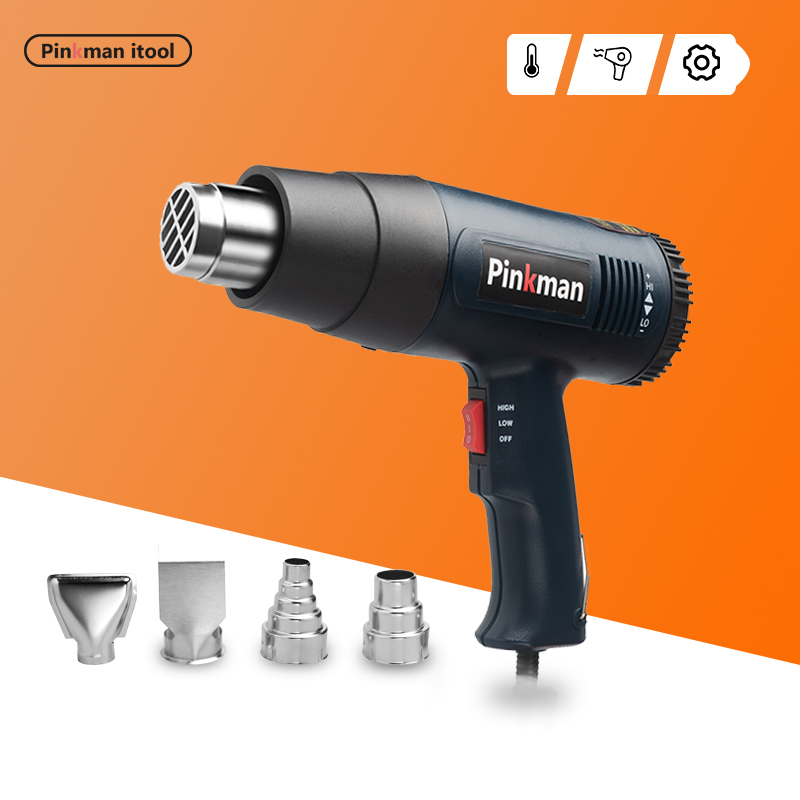 Pinkman Heat Gun Heat Gun 2000W Electric Hot Air Gun Variable 2 Temperatures Industrial Power Tool With Four Nozzle Attachment