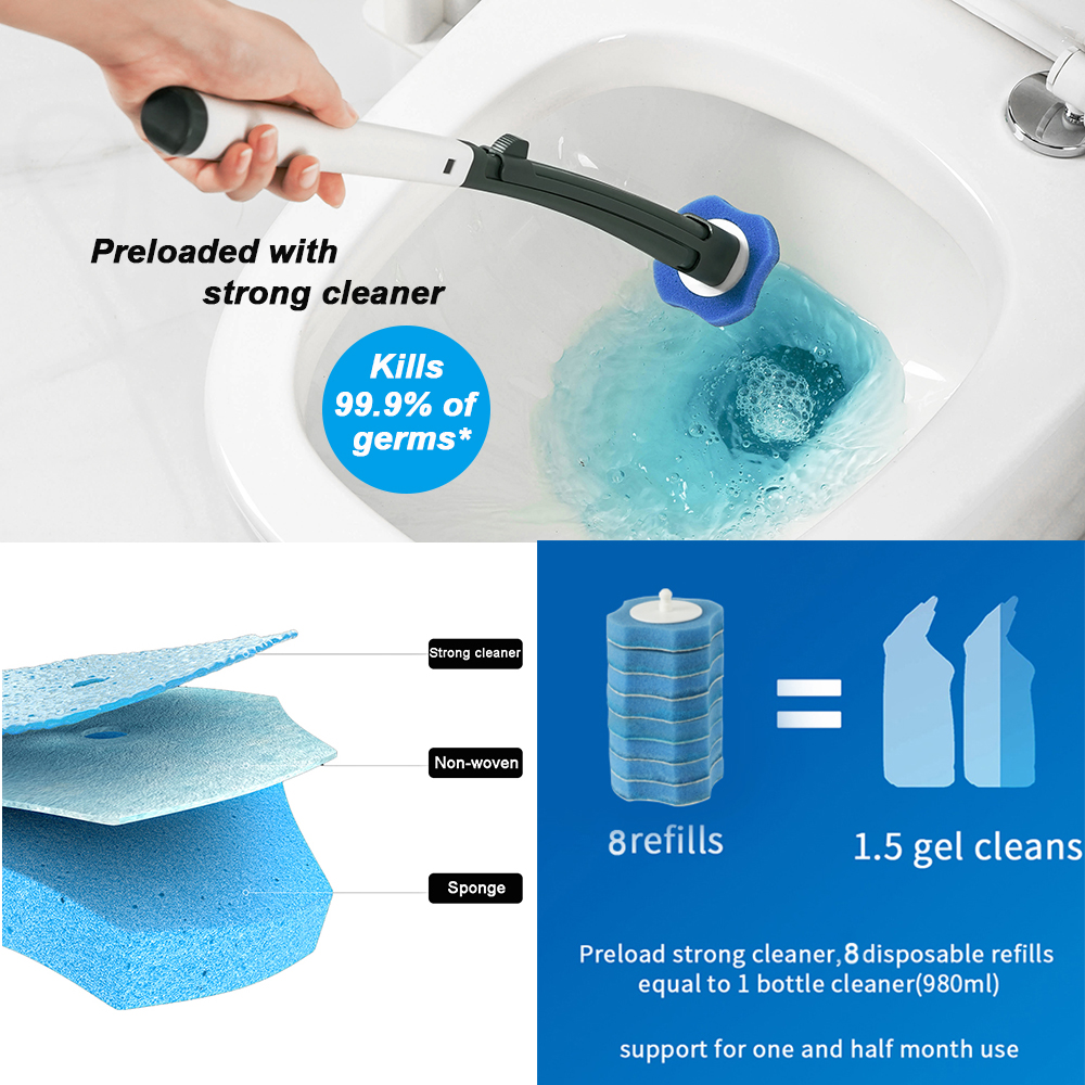 SDARISB Disposable Toiletwand Cleaning Brush Toilet Brush Holder With Cleaning System For Bathroom Toilet And Kitchen Clean