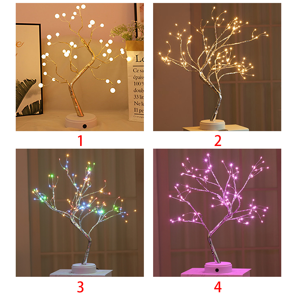Copper Wire Touch Switch Control USB Charging Tree Shape Led Light 36leds 108leds Party Brightness DIY Firework Night Light