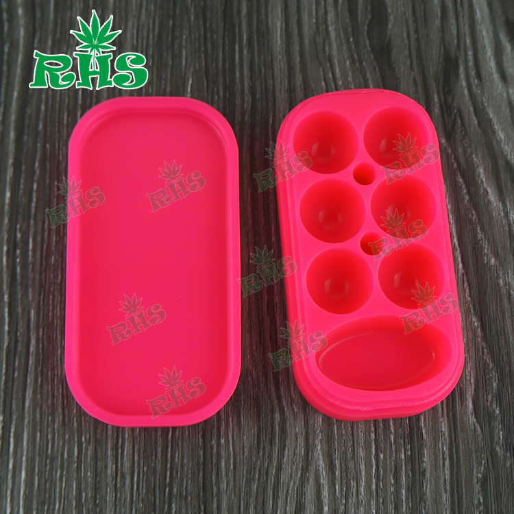 Food grade Nonstick 6+1 silicone box for vaporizer dry herb concentrate oil silicone case storage colorful silicone jars 50pcs