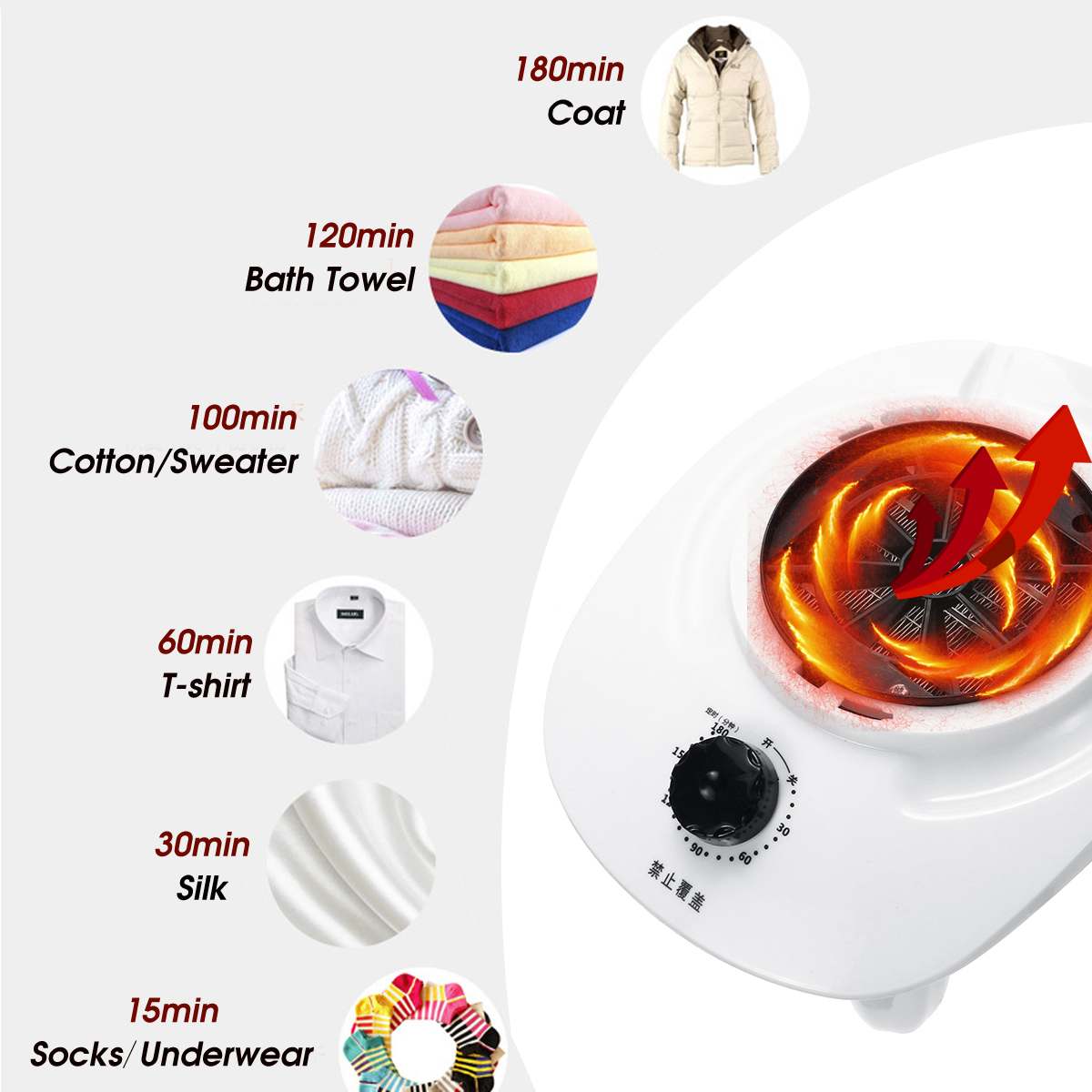 1000W Electric Cloth Dryer Household Portable Cloth Shoes Boots Dryer Power Motor Drying Warm Wind Laundry Garment 180 min Timer