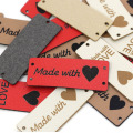 20/50Pcs PU Leather Tags Handmade With Love Labels Sewing Craft Hand Made Tags For Clothes Bags Shoes Knitting Tags Lables 5x2CM