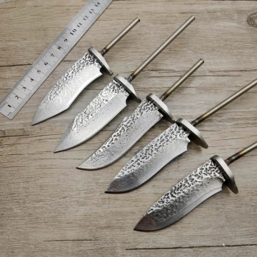 DIY VG10 Damascus steel forging pattern steel straight knife fixed blade billet diy semi - finished knife blanks steel