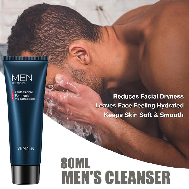 Mens Professional Foam Wash Cleanser Face Washing Oil Control Deep Cleaning Bubble Skin Care 80ml
