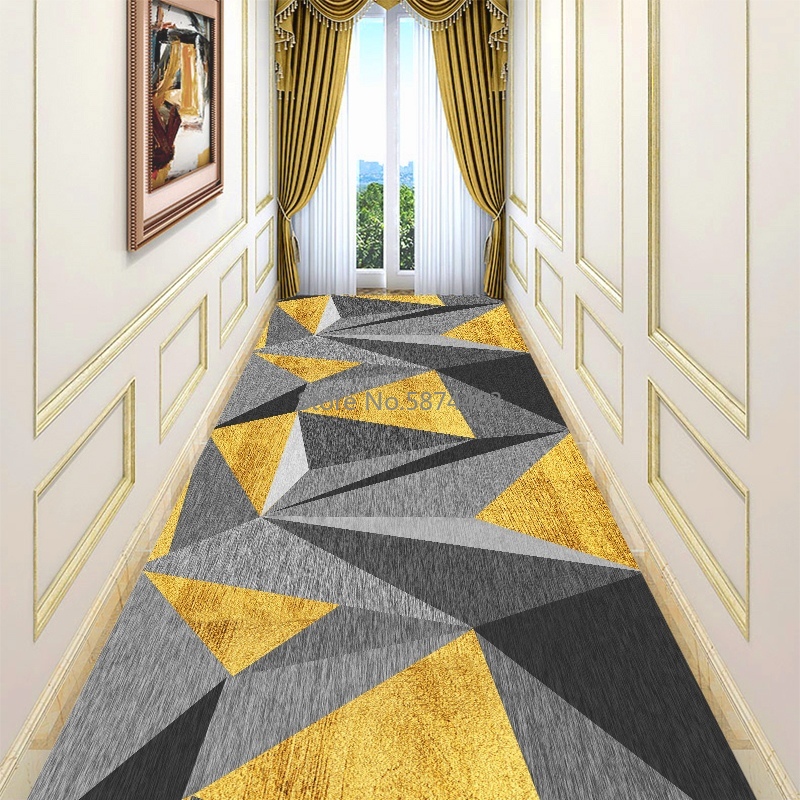 European Geometric Stair Carpet Long Hallway Rugs Hotel Home Wedding Corridor/Aisle Carpets Bedroom Bathroom Mat Runner Rugs