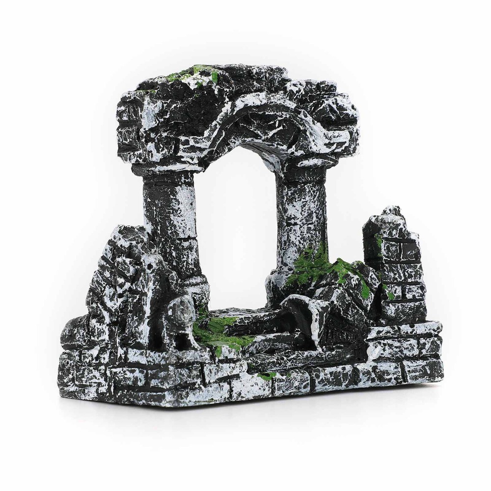 Double column Resin Rome Square Stone Pillars Aquarium Landscaping for Fish Tank Ornament Decoration Landscap Decorative